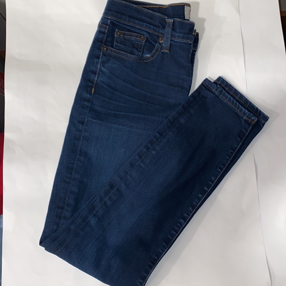 HP🎉J.Crew Toothpick Blue Jeans Classic 5 Pocket Zip Fly Button Stretch Size 27